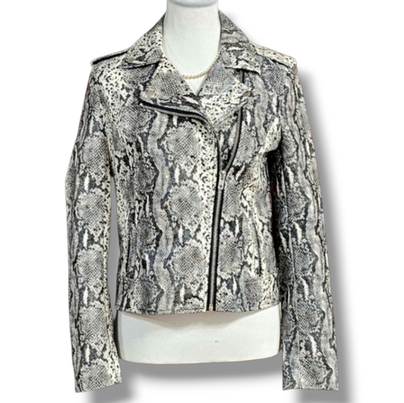 PHILOSOPHY | PYTHON SNAKESKIN FAUX LEATHER MOTO JACKET - Picture 2 of 16